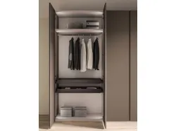 Hinged wardrobe with recessed handle door. Doors in melamine Tundra decor and handles in matching color.