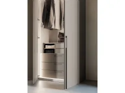 Wardrobe with smooth door, TV element with drawers in matte Titanium and Tufo finish