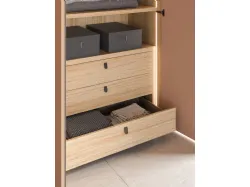 Hinged wardrobe with smooth door, interior in Oak, doors in matte lacquered Copper.