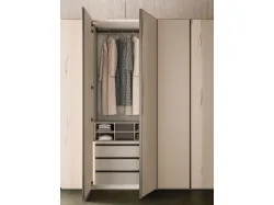 Wardrobe with Tortora melamine doors and vertical marble melamine edge.