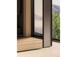 Sliding wardrobe with Cotton internal, Clay lacquered matte doors, and bronzed mirror.