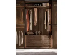 Sliding wardrobe with Frame door. Interior in terracotta, Frame doors in bronze glass and burnished metal.