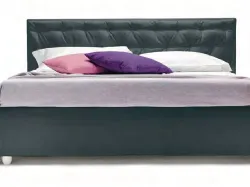 Double bed with padded headboard and quilted Smart pillow with storage box