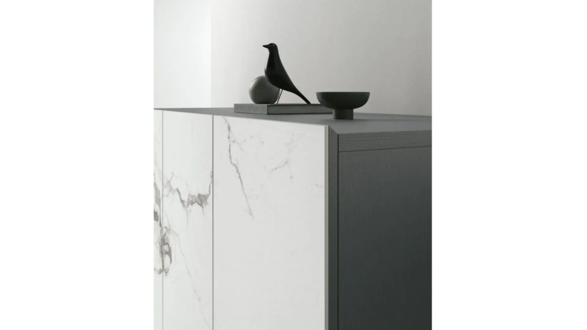 Artemide sideboard with porcelain stoneware or wavy glass doors.