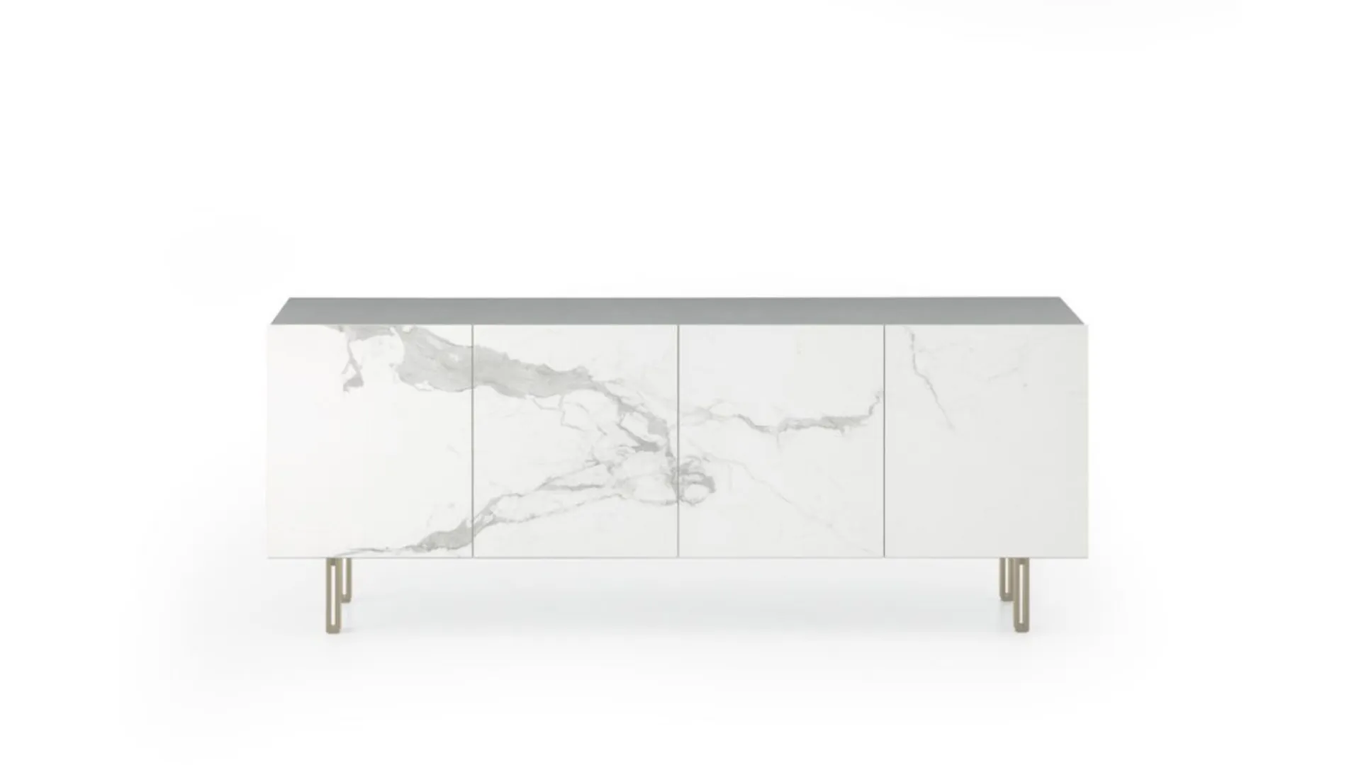 Artemide sideboard with doors in porcelain stoneware or wavy glass.