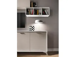 Modern three-door sideboard with TV stand, wall-hung flap units, and open compartment.