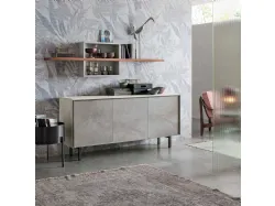 Three-door sideboard with porcelain stoneware fronts.