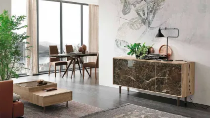 Sideboard with three doors and porcelain stoneware fronts.