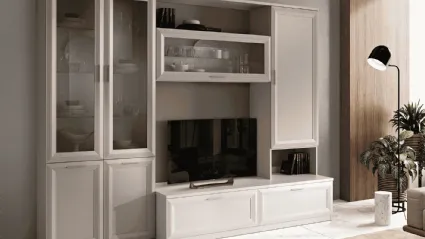 Modern, spacious and elegant mobile living room, in hemp/white ash finish, 270x215.