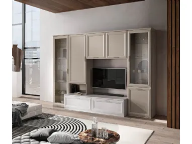 Mobile living with side displays, drawers at the base, central module with TV cabinet space.