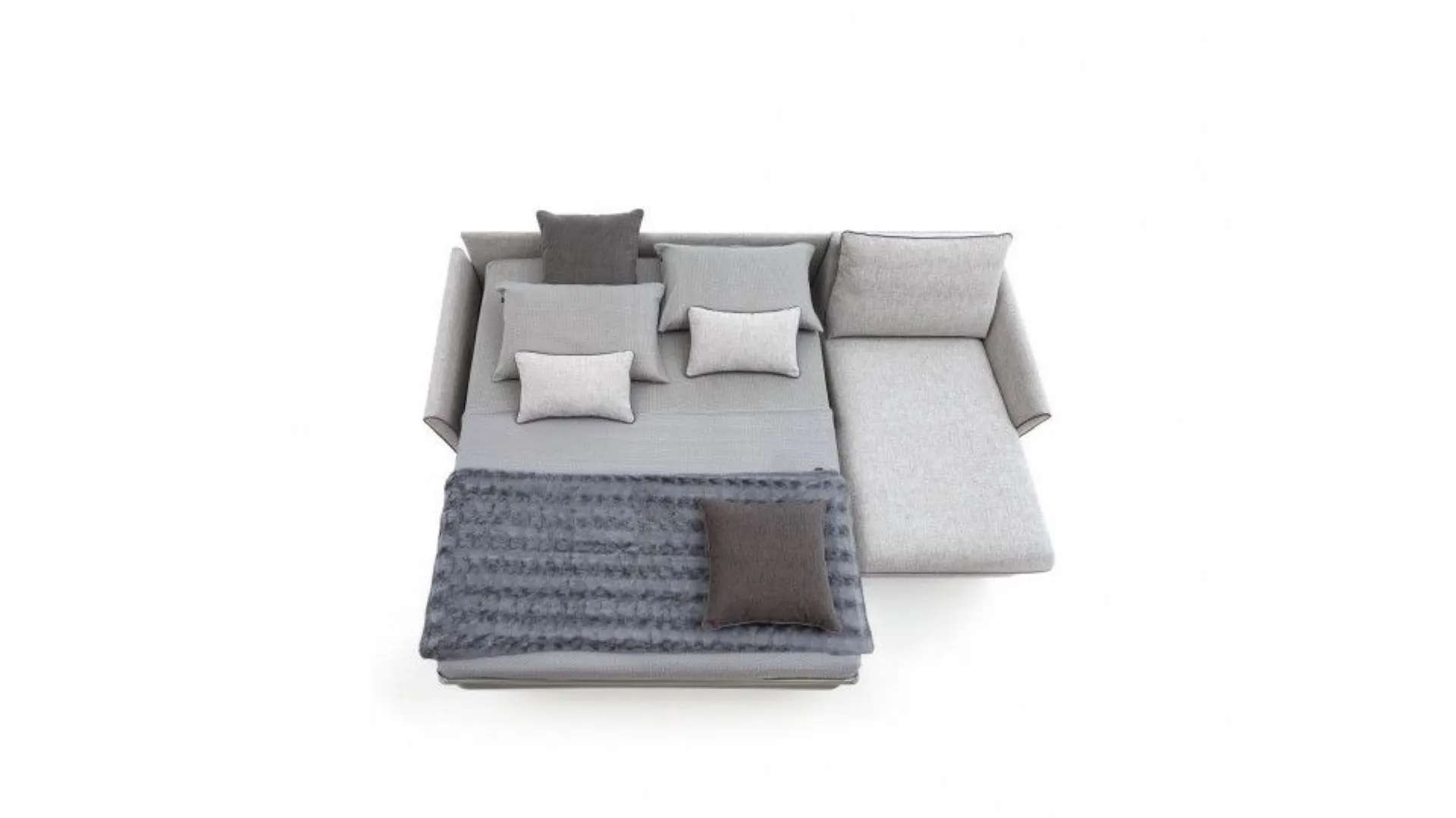 Double Bali sofa bed in fabric available in various finishes.