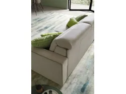 Two-seater fabric sofa bed with reclining headrests