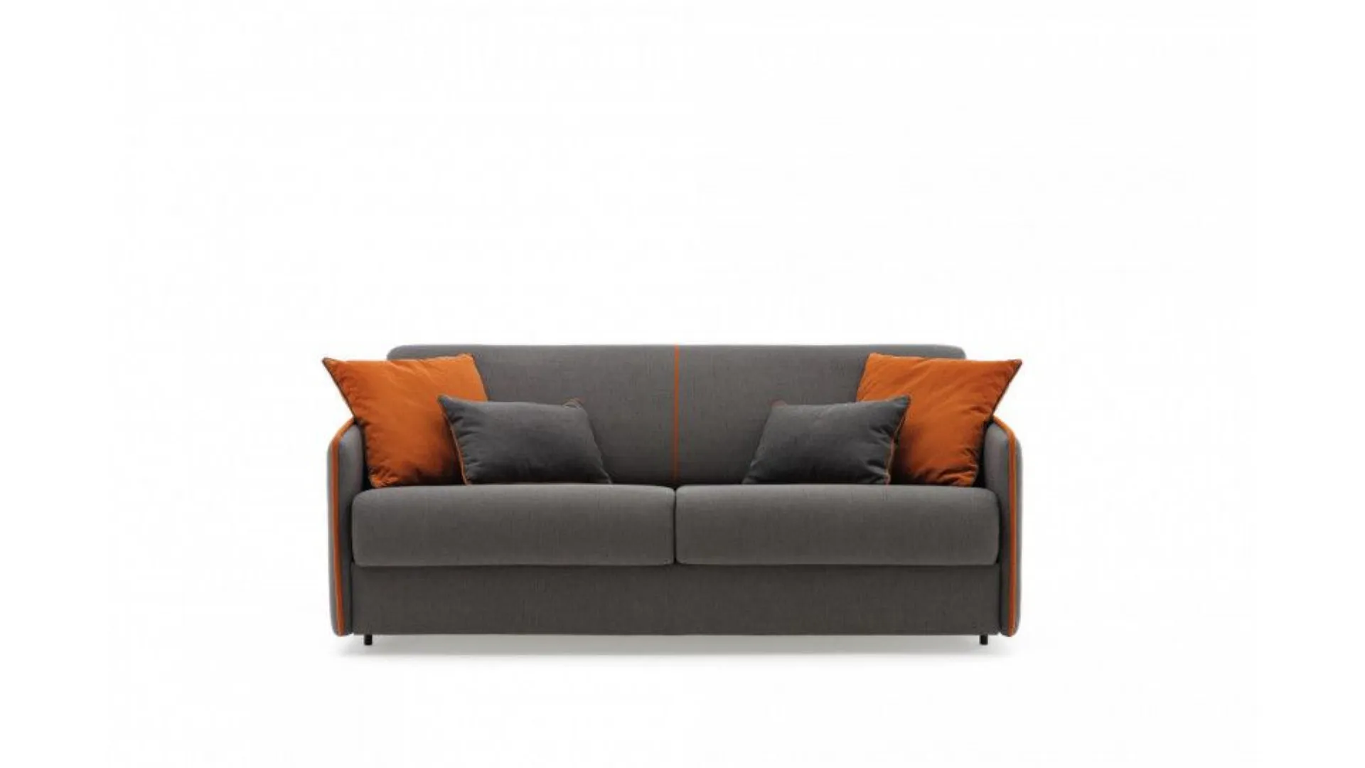 Modern sofa bed with removable and washable covering available in various finishes.