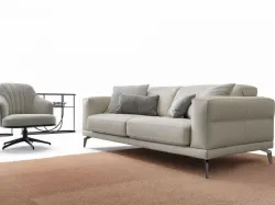 Lambert fabric sofa with pull-out seat and reclining headrest.