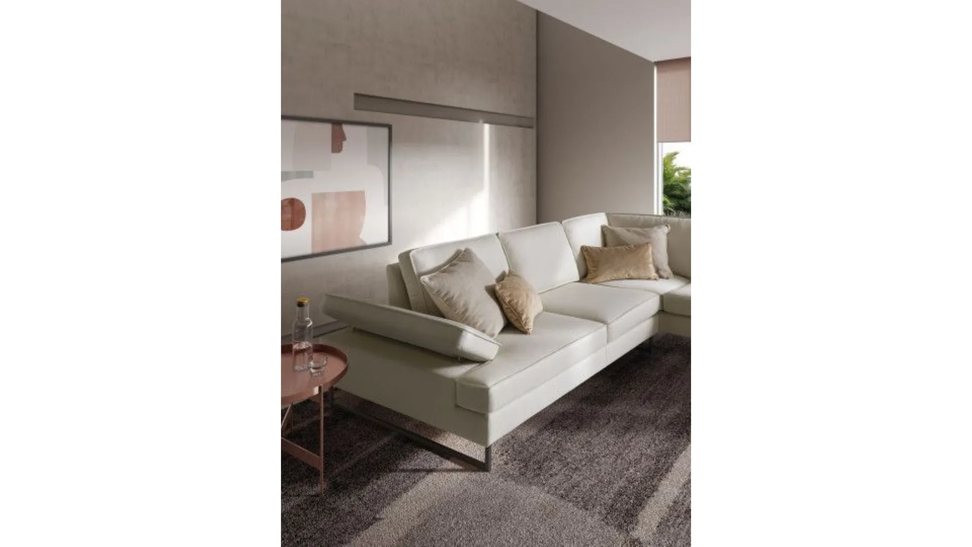 Luis corner sofa in fabric with adjustable cushions