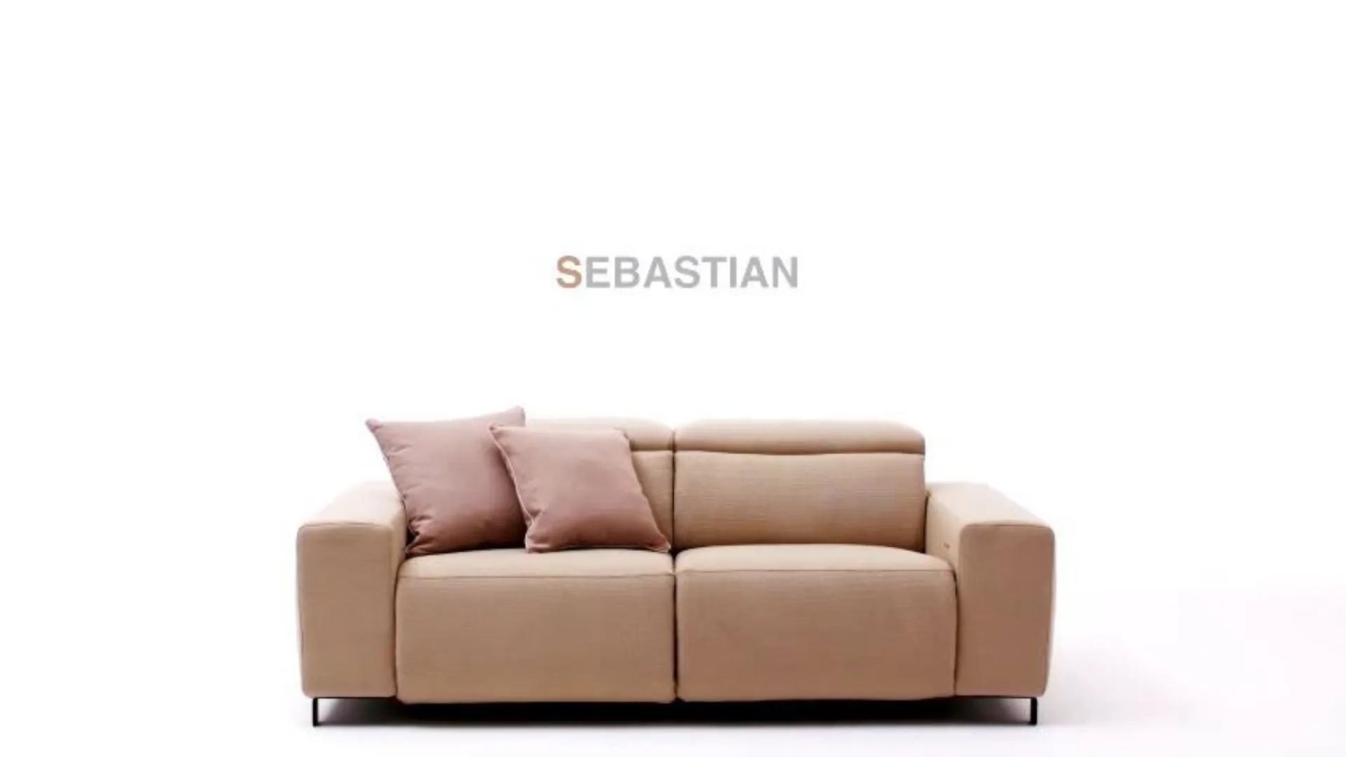 Three-seater Sebastian sofa with motorized relaxation movement.