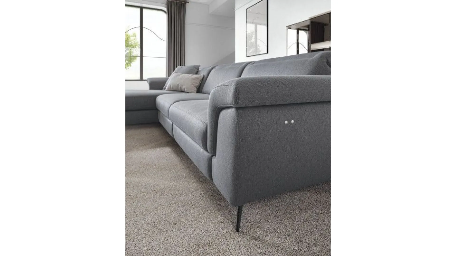 Corner fabric sofa Zeno with relax function.