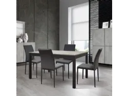 Table with 60cm lateral extension, available in various finishes and metal base, high-quality materials 220x77.