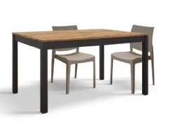 Table with side extension of 60cm, available in different finishes and metal base, quality materials 220x77