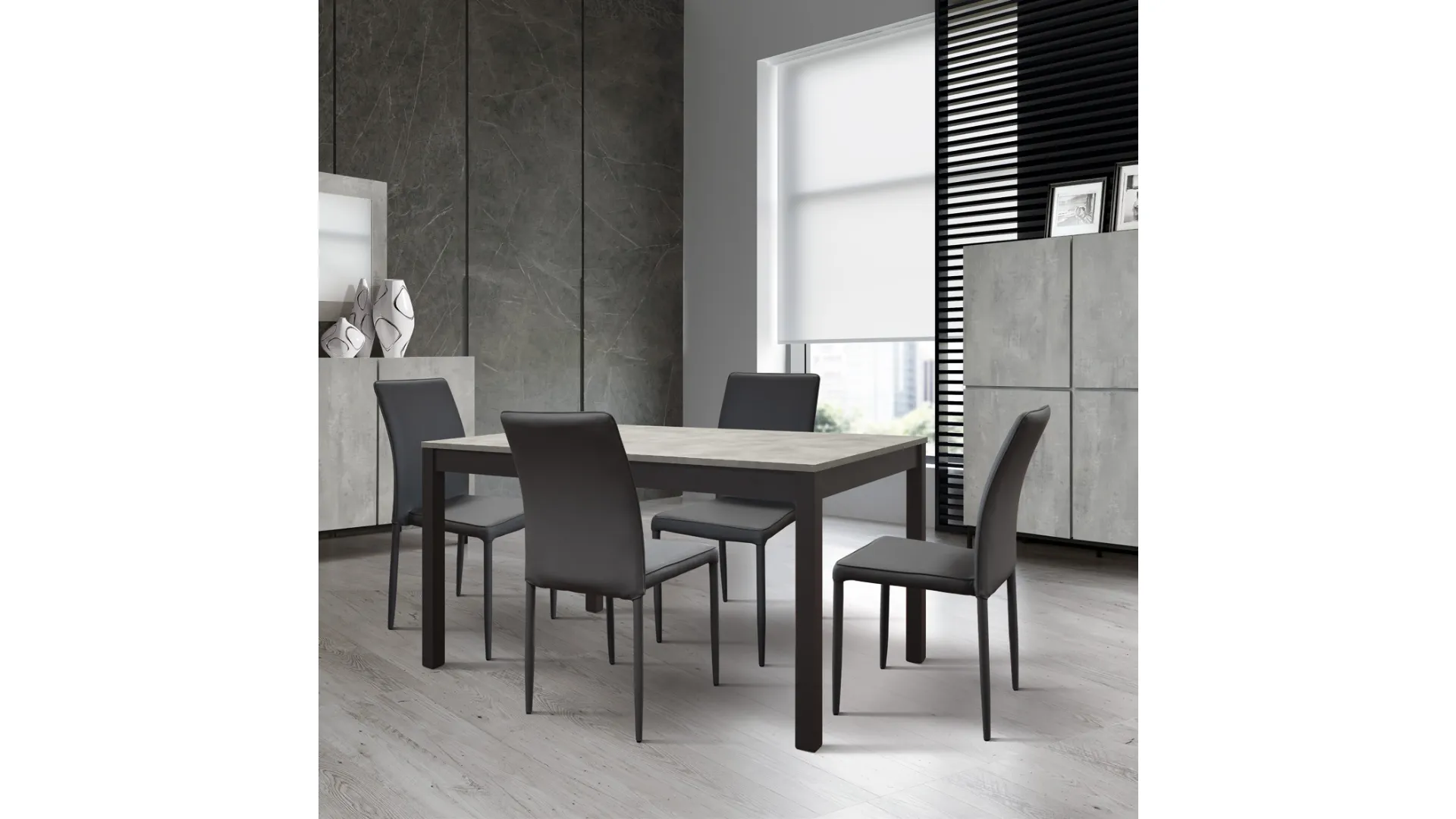 Table with 60cm lateral extension, available in various finishes and metal base, high-quality materials 220x77.